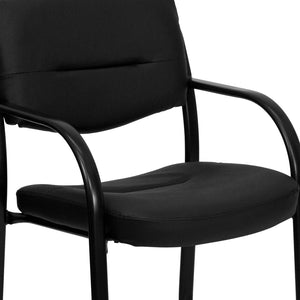 English Elm Donny Black LeatherSoft Executive Side Chair - Modern, Comfortable Reception Seating with Style BT-510-LEA-BK-GG