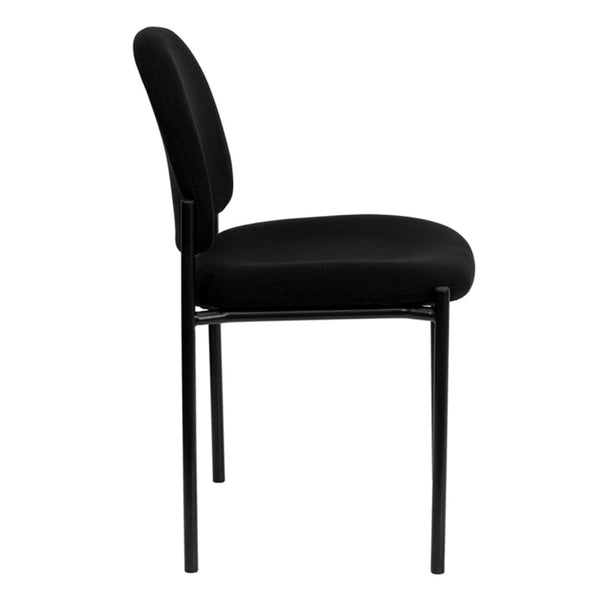 English Elm Tania Comfort Stackable Steel Side Chair - Durable, Space-Saving Design for Reception and Events Black Fabric BT-515-1-BK-GG