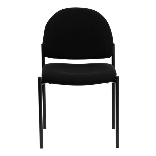 English Elm Tania Comfort Stackable Steel Side Chair - Durable, Space-Saving Design for Reception and Events Black Fabric BT-515-1-BK-GG