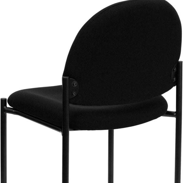 English Elm Tania Comfort Stackable Steel Side Chair - Durable, Space-Saving Design for Reception and Events Black Fabric BT-515-1-BK-GG