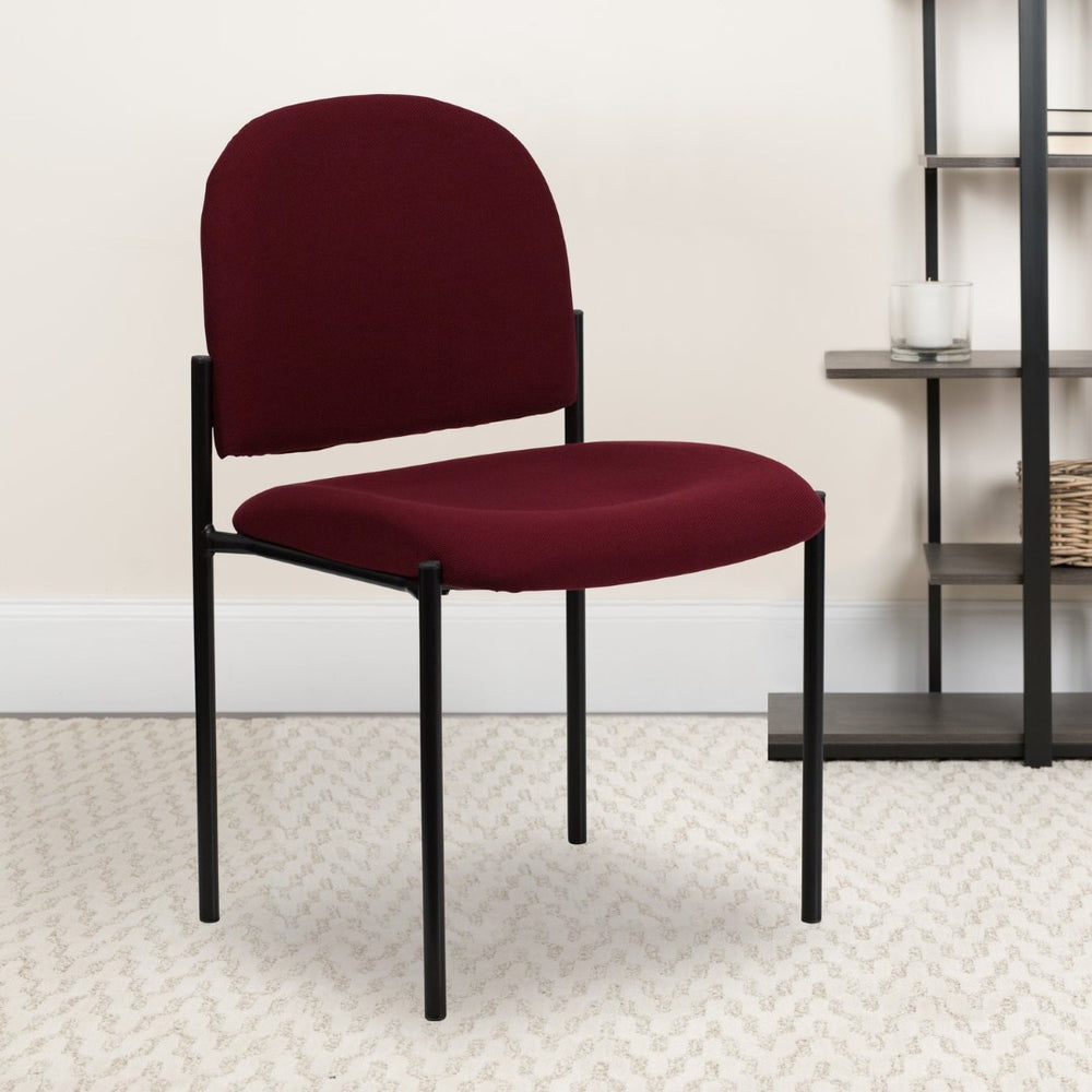 English Elm Tania Comfort Stackable Steel Side Chair - Durable, Space-Saving Design for Reception and Events Burgundy Fabric BT-515-1-BY-GG
