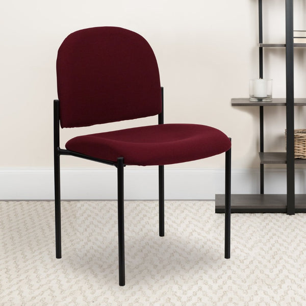 English Elm Tania Comfort Stackable Steel Side Chair - Durable, Space-Saving Design for Reception and Events Burgundy Fabric BT-515-1-BY-GG