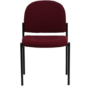 English Elm Tania Comfort Stackable Steel Side Chair - Durable, Space-Saving Design for Reception and Events Burgundy Fabric BT-515-1-BY-GG