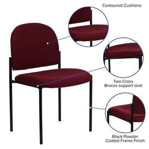 English Elm Tania Comfort Stackable Steel Side Chair - Durable, Space-Saving Design for Reception and Events Burgundy Fabric BT-515-1-BY-GG