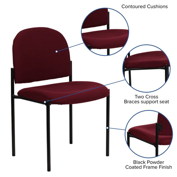 English Elm Tania Comfort Stackable Steel Side Chair - Durable, Space-Saving Design for Reception and Events Burgundy Fabric BT-515-1-BY-GG