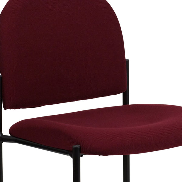 English Elm Tania Comfort Stackable Steel Side Chair - Durable, Space-Saving Design for Reception and Events Burgundy Fabric BT-515-1-BY-GG