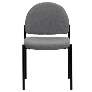 English Elm Tania Comfort Stackable Steel Side Chair - Durable, Space-Saving Design for Reception and Events Gray Fabric BT-515-1-GY-GG