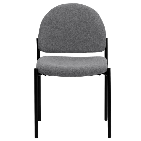 English Elm Tania Comfort Stackable Steel Side Chair - Durable, Space-Saving Design for Reception and Events Gray Fabric BT-515-1-GY-GG