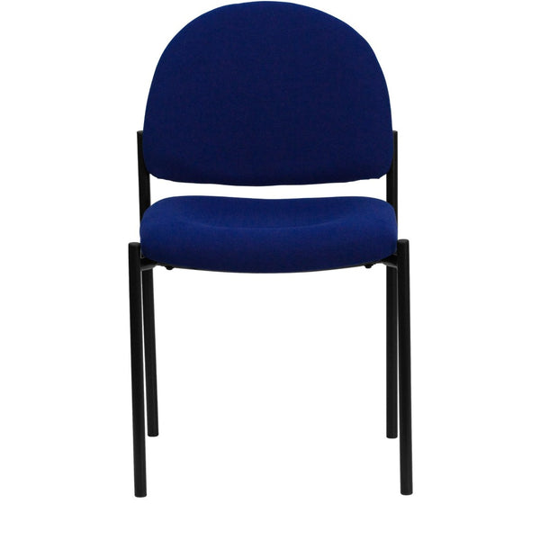 English Elm Tania Comfort Stackable Steel Side Chair - Durable, Space-Saving Design for Reception and Events Navy Fabric BT-515-1-NVY-GG