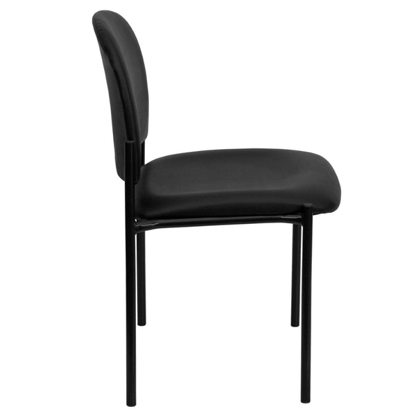 English Elm Tania Stackable Black Vinyl Side Chair – Comfortable, Durable, and Space-Saving for Any Space BT-515-1-VINYL-GG