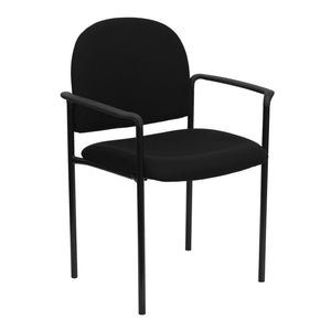 English Elm Tiffany Stackable Steel Reception Chair with Arms – Stylish, Comfortable Seating for Versatile Spaces Black Fabric BT-516-1-BK-GG