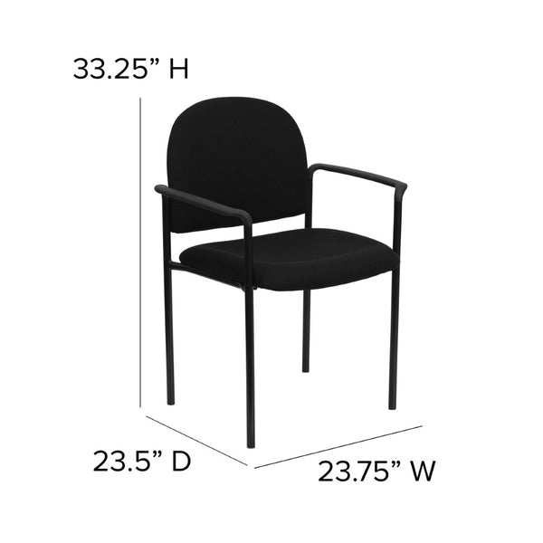 English Elm Tiffany Stackable Steel Reception Chair with Arms – Stylish, Comfortable Seating for Versatile Spaces Black Fabric BT-516-1-BK-GG