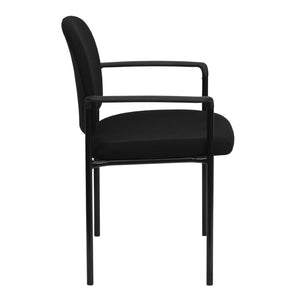English Elm Tiffany Stackable Steel Reception Chair with Arms – Stylish, Comfortable Seating for Versatile Spaces Black Fabric BT-516-1-BK-GG
