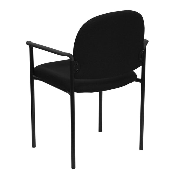 English Elm Tiffany Stackable Steel Reception Chair with Arms – Stylish, Comfortable Seating for Versatile Spaces Black Fabric BT-516-1-BK-GG