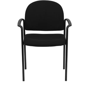 English Elm Tiffany Stackable Steel Reception Chair with Arms – Stylish, Comfortable Seating for Versatile Spaces Black Fabric BT-516-1-BK-GG