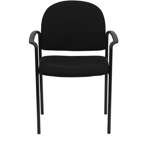 English Elm Tiffany Stackable Steel Reception Chair with Arms – Stylish, Comfortable Seating for Versatile Spaces Black Fabric BT-516-1-BK-GG