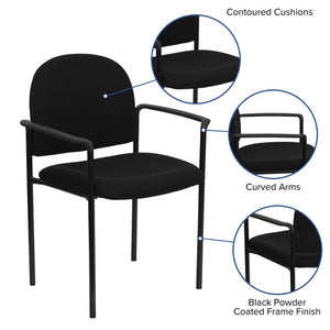 English Elm Tiffany Stackable Steel Reception Chair with Arms – Stylish, Comfortable Seating for Versatile Spaces Black Fabric BT-516-1-BK-GG