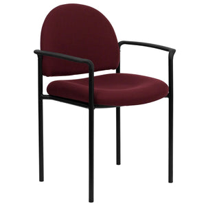 English Elm Tiffany Stackable Steel Reception Chair with Arms – Stylish, Comfortable Seating for Versatile Spaces Burgundy Fabric BT-516-1-BY-GG