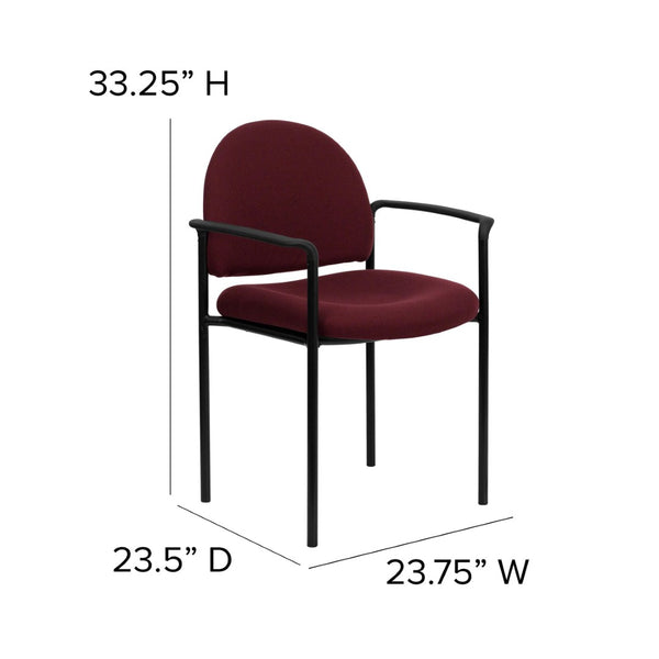 English Elm Tiffany Stackable Steel Reception Chair with Arms – Stylish, Comfortable Seating for Versatile Spaces Burgundy Fabric BT-516-1-BY-GG