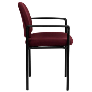 English Elm Tiffany Stackable Steel Reception Chair with Arms – Stylish, Comfortable Seating for Versatile Spaces Burgundy Fabric BT-516-1-BY-GG
