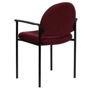 English Elm Tiffany Stackable Steel Reception Chair with Arms – Stylish, Comfortable Seating for Versatile Spaces Burgundy Fabric BT-516-1-BY-GG