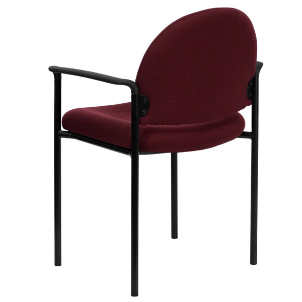 English Elm Tiffany Stackable Steel Reception Chair with Arms – Stylish, Comfortable Seating for Versatile Spaces Burgundy Fabric BT-516-1-BY-GG