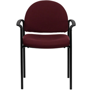 English Elm Tiffany Stackable Steel Reception Chair with Arms – Stylish, Comfortable Seating for Versatile Spaces Burgundy Fabric BT-516-1-BY-GG