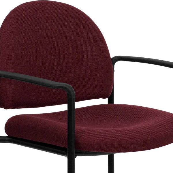 English Elm Tiffany Stackable Steel Reception Chair with Arms – Stylish, Comfortable Seating for Versatile Spaces Burgundy Fabric BT-516-1-BY-GG