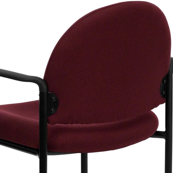 English Elm Tiffany Stackable Steel Reception Chair with Arms – Stylish, Comfortable Seating for Versatile Spaces Burgundy Fabric BT-516-1-BY-GG
