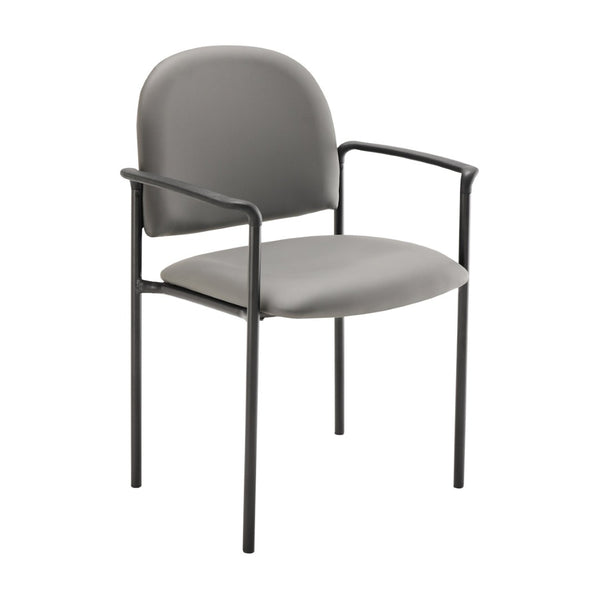 English Elm Tiffany Stackable Steel Side Reception Chair with Arms - Durable Comfort for Waiting Areas & Events Gray Vinyl BT-516-1-GRY-VINYL-GG