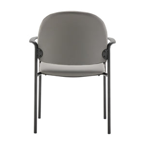 English Elm Tiffany Stackable Steel Side Reception Chair with Arms - Durable Comfort for Waiting Areas & Events Gray Vinyl BT-516-1-GRY-VINYL-GG