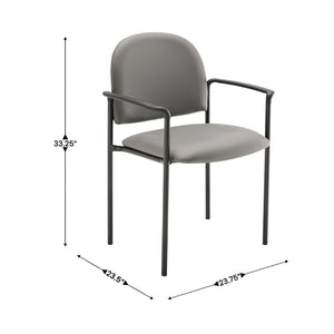English Elm Tiffany Stackable Steel Side Reception Chair with Arms - Durable Comfort for Waiting Areas & Events Gray Vinyl BT-516-1-GRY-VINYL-GG