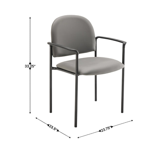 English Elm Tiffany Stackable Steel Side Reception Chair with Arms - Durable Comfort for Waiting Areas & Events Gray Vinyl BT-516-1-GRY-VINYL-GG