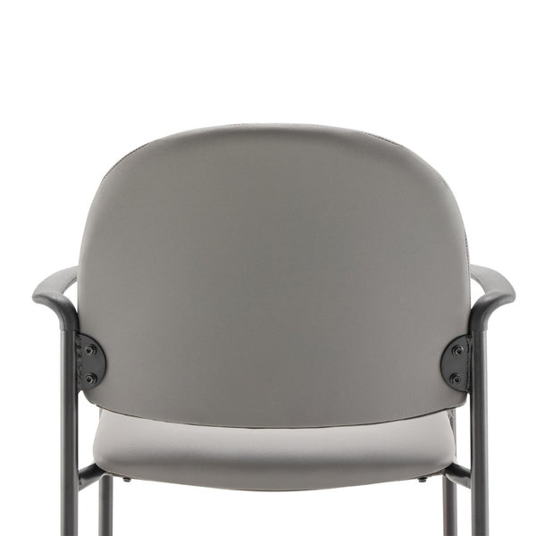 English Elm Tiffany Stackable Steel Side Reception Chair with Arms - Durable Comfort for Waiting Areas & Events Gray Vinyl BT-516-1-GRY-VINYL-GG