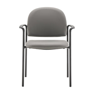 English Elm Tiffany Stackable Steel Side Reception Chair with Arms - Durable Comfort for Waiting Areas & Events Gray Vinyl BT-516-1-GRY-VINYL-GG