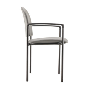 English Elm Tiffany Stackable Steel Side Reception Chair with Arms - Durable Comfort for Waiting Areas & Events Gray Vinyl BT-516-1-GRY-VINYL-GG