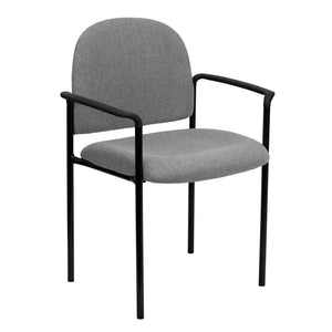 English Elm Tiffany Stackable Steel Reception Chair with Arms – Stylish, Comfortable Seating for Versatile Spaces Gray Fabric BT-516-1-GY-GG