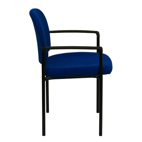English Elm Tiffany Stackable Steel Reception Chair with Arms – Stylish, Comfortable Seating for Versatile Spaces Navy Fabric BT-516-1-NVY-GG