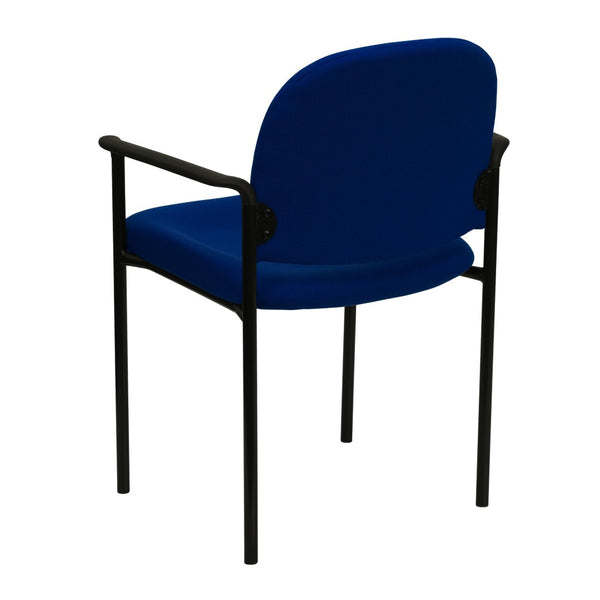English Elm Tiffany Stackable Steel Reception Chair with Arms – Stylish, Comfortable Seating for Versatile Spaces Navy Fabric BT-516-1-NVY-GG