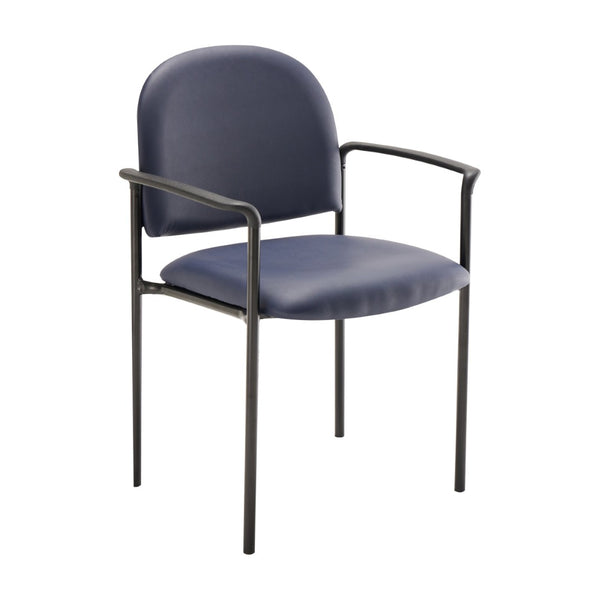 English Elm Tiffany Stackable Steel Side Reception Chair with Arms - Durable Comfort for Waiting Areas & Events Navy Vinyl BT-516-1-NVY-VINYL-GG