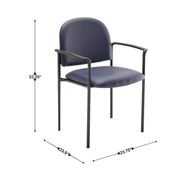 English Elm Tiffany Stackable Steel Side Reception Chair with Arms - Durable Comfort for Waiting Areas & Events Navy Vinyl BT-516-1-NVY-VINYL-GG