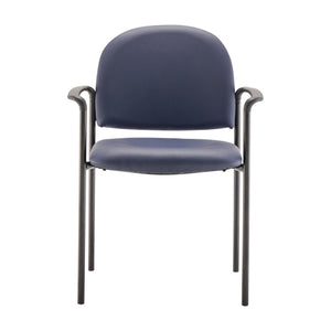 English Elm Tiffany Stackable Steel Side Reception Chair with Arms - Durable Comfort for Waiting Areas & Events Navy Vinyl BT-516-1-NVY-VINYL-GG