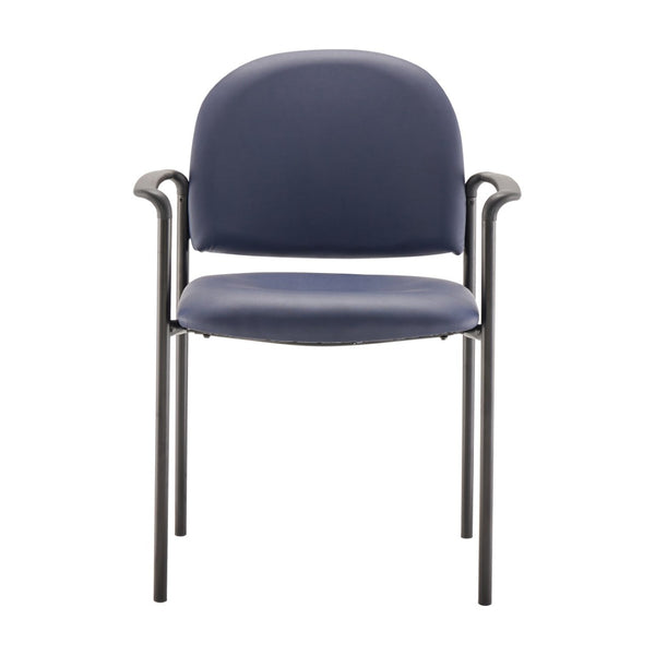 English Elm Tiffany Stackable Steel Side Reception Chair with Arms - Durable Comfort for Waiting Areas & Events Navy Vinyl BT-516-1-NVY-VINYL-GG
