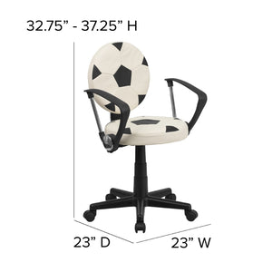 English Elm Billy Soccer Swivel Task Chair for Kids - Sporty Black & White Design with Adjustable Height & Comfort BT-6177-SOC-A-GG