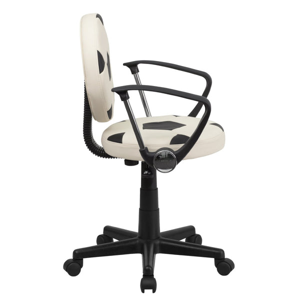 English Elm Billy Soccer Swivel Task Chair for Kids - Sporty Black & White Design with Adjustable Height & Comfort BT-6177-SOC-A-GG