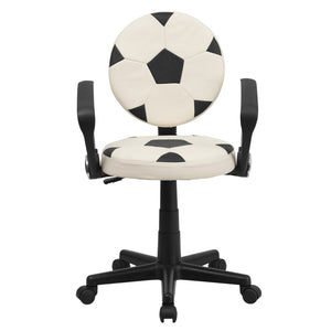 English Elm Billy Soccer Swivel Task Chair for Kids - Sporty Black & White Design with Adjustable Height & Comfort BT-6177-SOC-A-GG