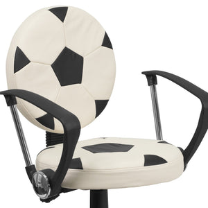 English Elm Billy Soccer Swivel Task Chair for Kids - Sporty Black & White Design with Adjustable Height & Comfort BT-6177-SOC-A-GG