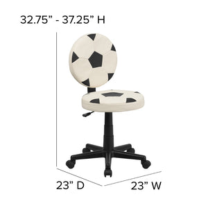 English Elm Billy Soccer Swivel Task Office Chair - Fun Ergonomic Design with 360° Mobility for Young Fans BT-6177-SOC-GG