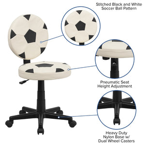 English Elm Billy Soccer Swivel Task Office Chair - Fun Ergonomic Design with 360° Mobility for Young Fans BT-6177-SOC-GG