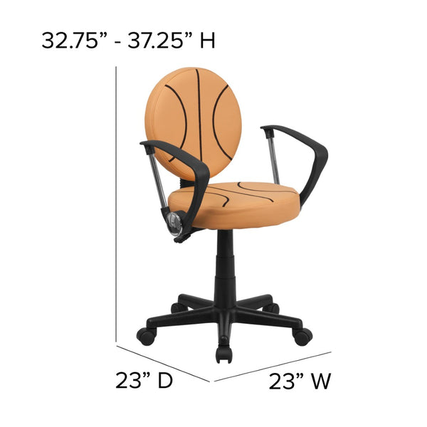English Elm Brandon Basketball Swivel Task Chair for Kids - Fun, Ergonomic Design with Height Adjustment & Comfort BT-6178-BASKET-A-GG
